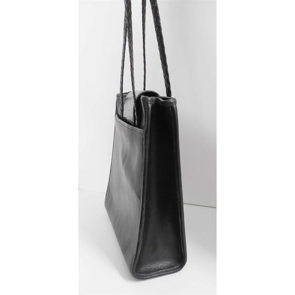 Brighton Black Leather Croc Embossed Trim Shoulder Bag‎